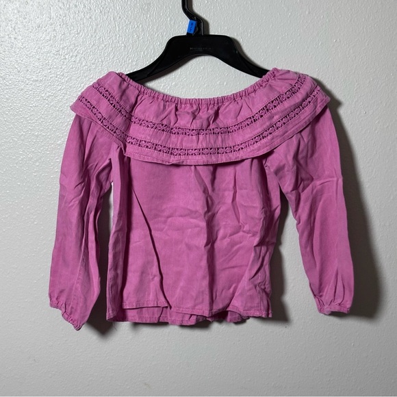 Pumpkin patch Off shoulder Girl Pink Long Slevee shirts size 5 - Picture 4 of 6